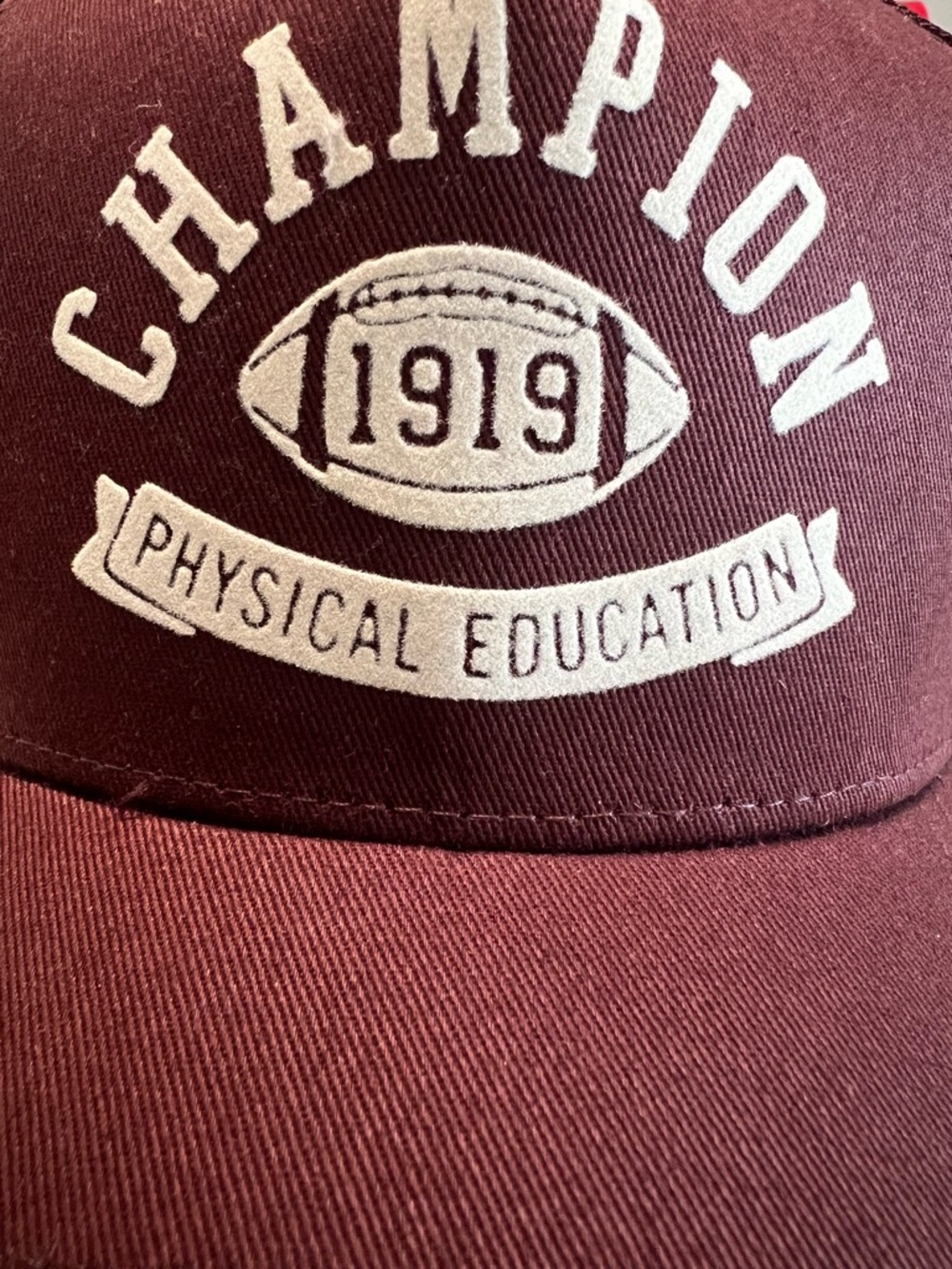 Champion Maroon Curved-Brim Mesh-Back Cap with White Logo